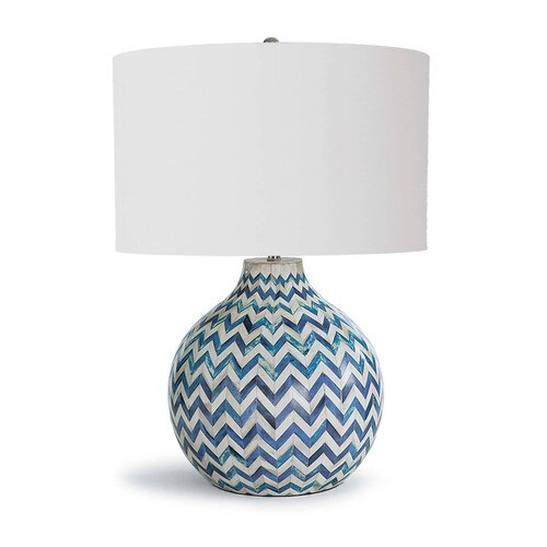Chevron Bone Lamp in shades of blue